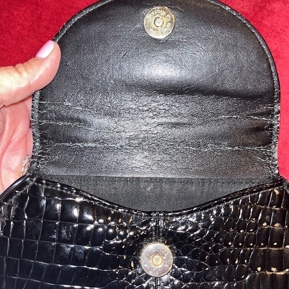 Vintage faux crocodile patent leather evening bag OS w/gold color hardware - Picture 7 of 9